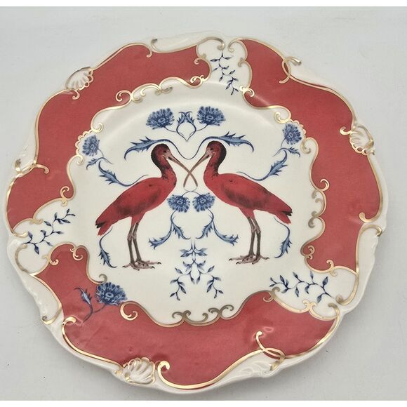 Anthropologie Lou Rota Nature Table Scarlet Ibis red  plate  9.5" Birds - Picture 2 of 8